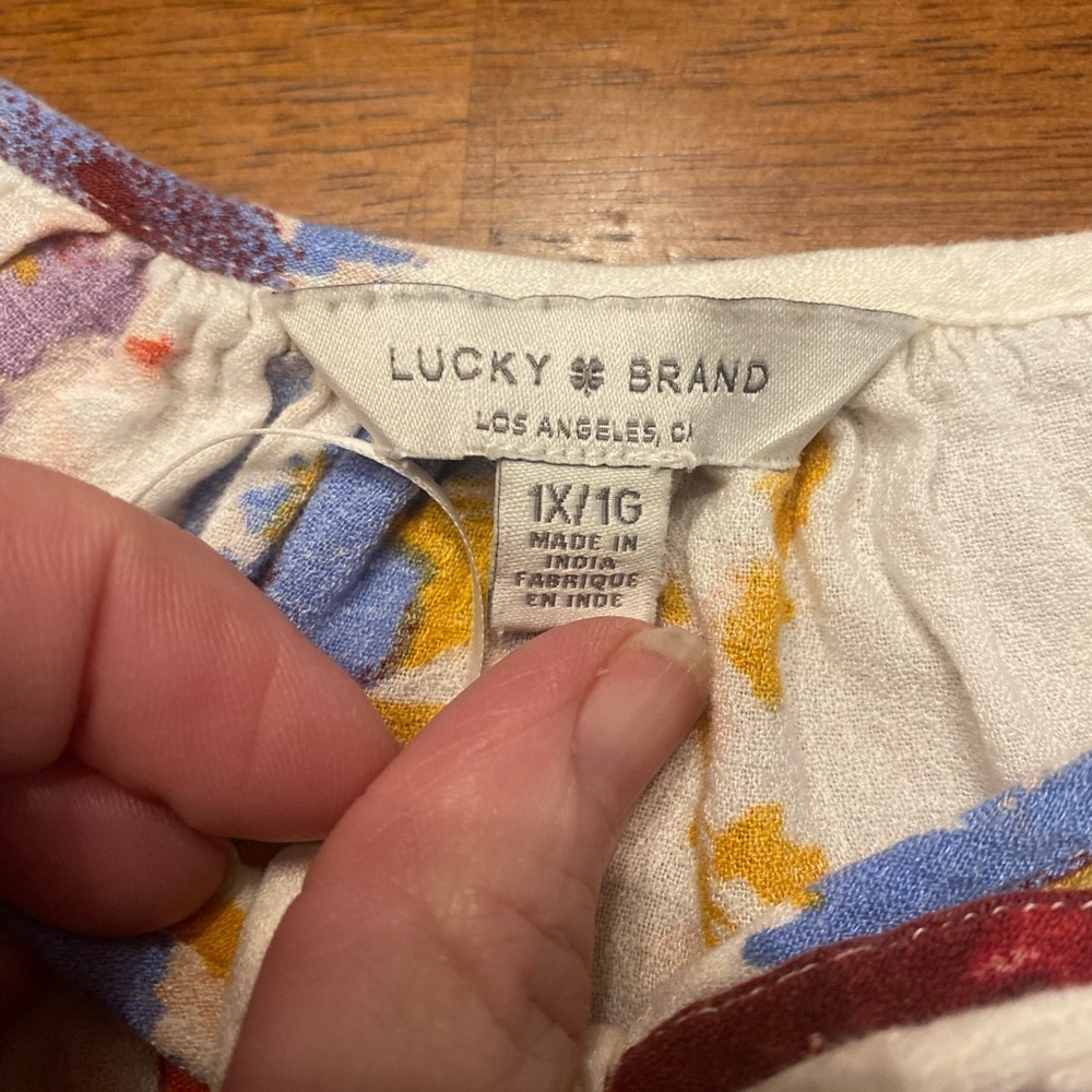 Lucky Brand Floral Boho Peasant Blouse 1X - Picture 6 of 7